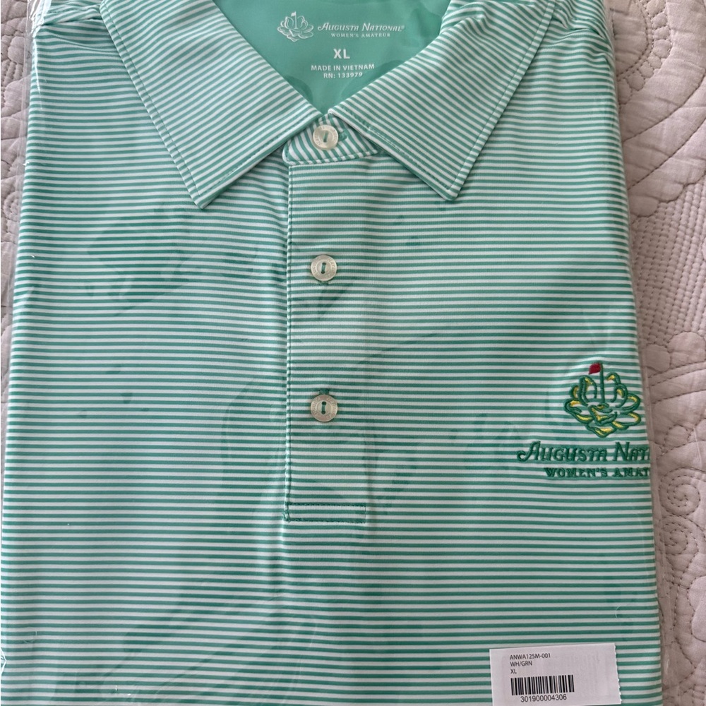 Augusta national women’s amateur championship Green Striped Men's Polo